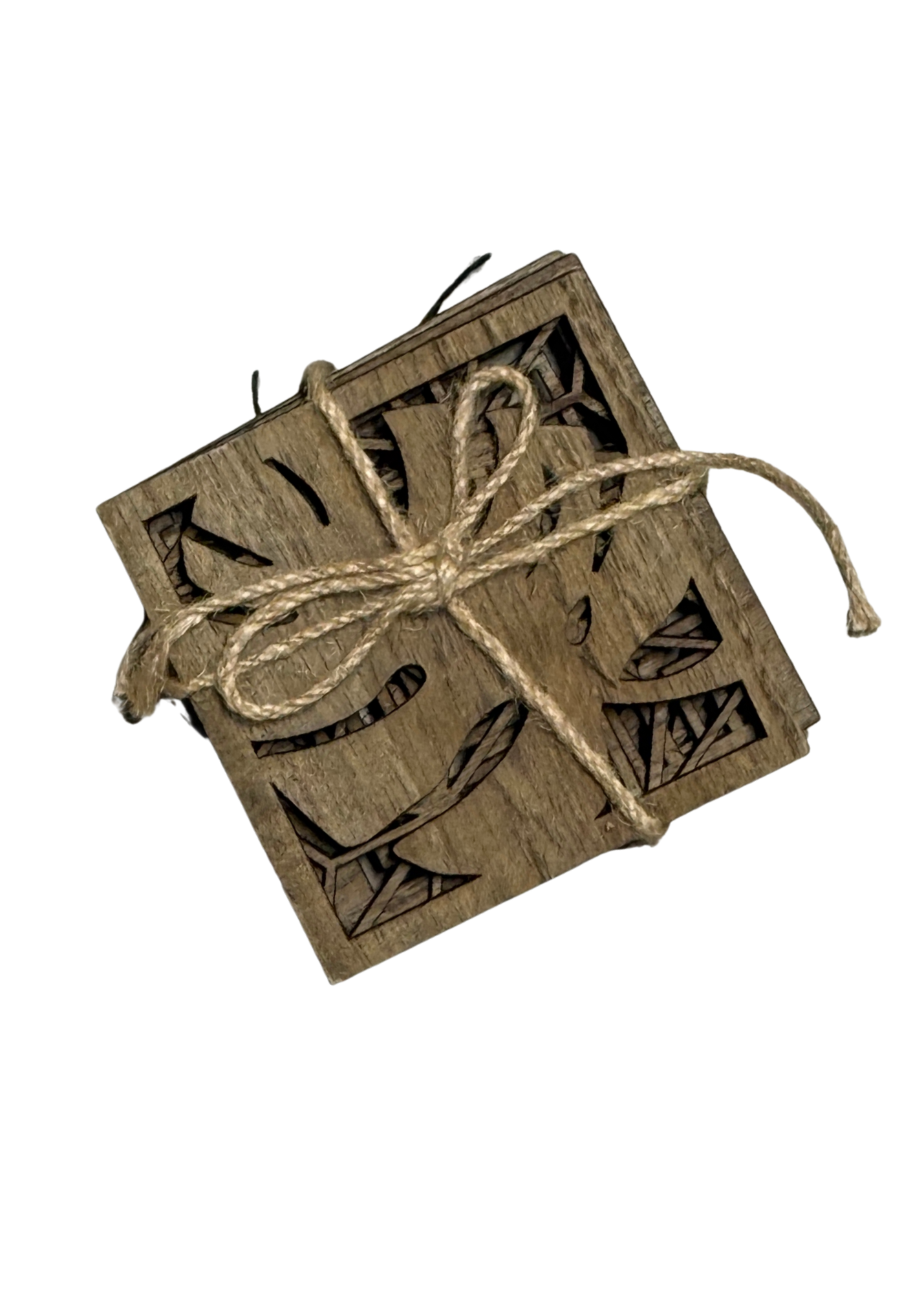 Wood Leaf Coaster Set