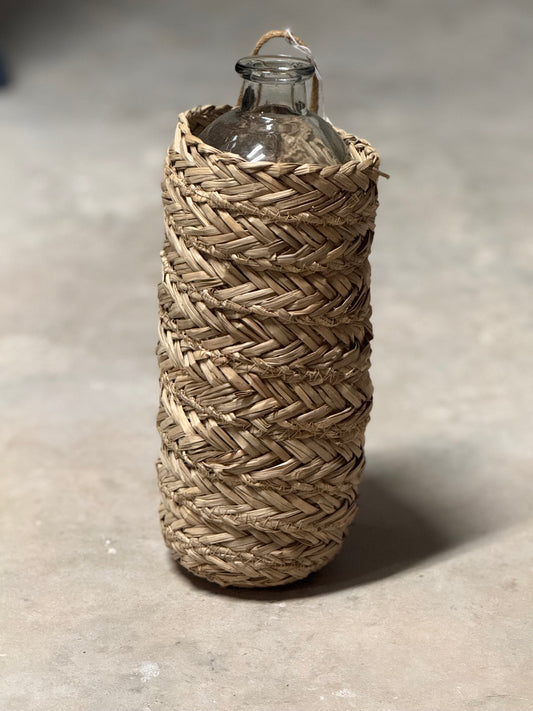 Hanging Seagrass Wrapped Bottle