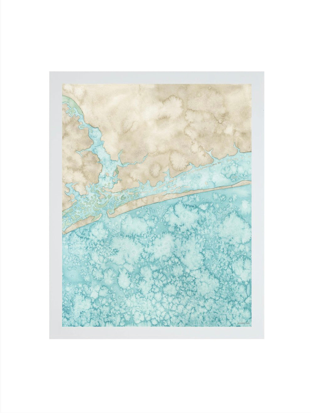 Coastal Water Color Map - Emerald Isle, North Carolina