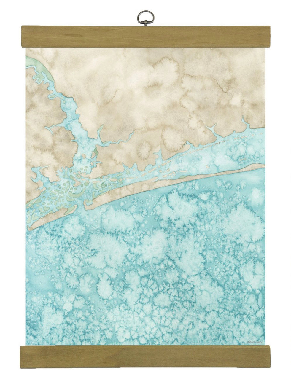 Coastal Water Color Map - Emerald Isle, North Carolina