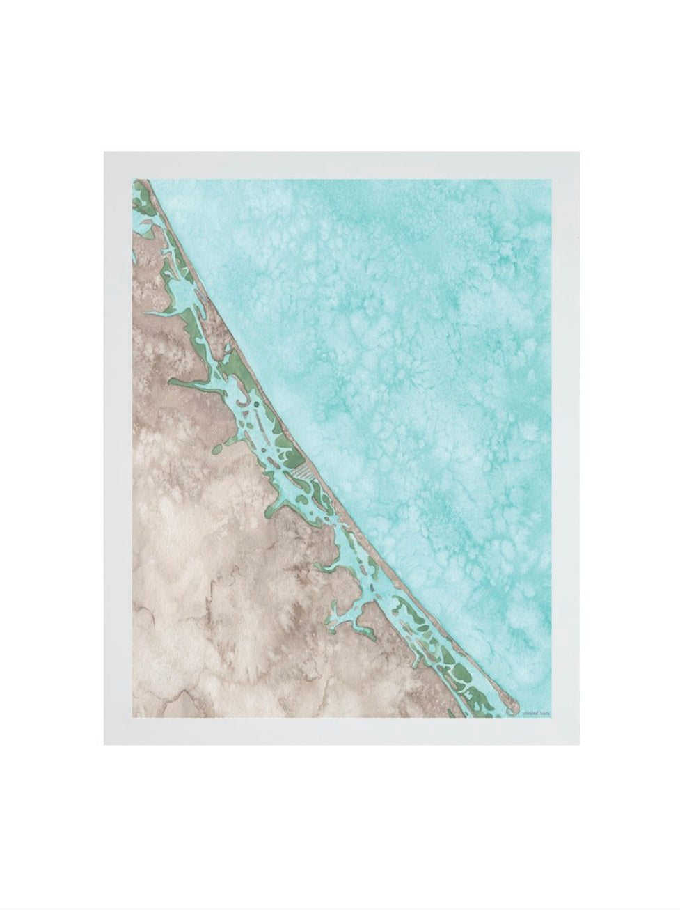 Coastal Water Color Map - Topsail Island, North Carolina