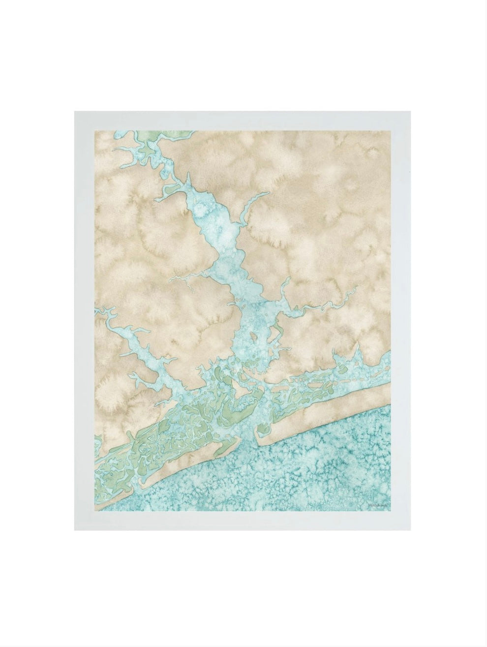 Coastal Water Color Map - Swansboro & White Oak River, North Carolina