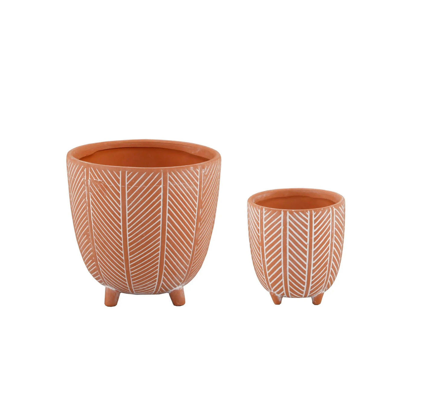 Chevron Ceramic Footed Pot