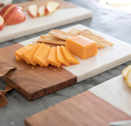 White Marble & Wood Cutting Board