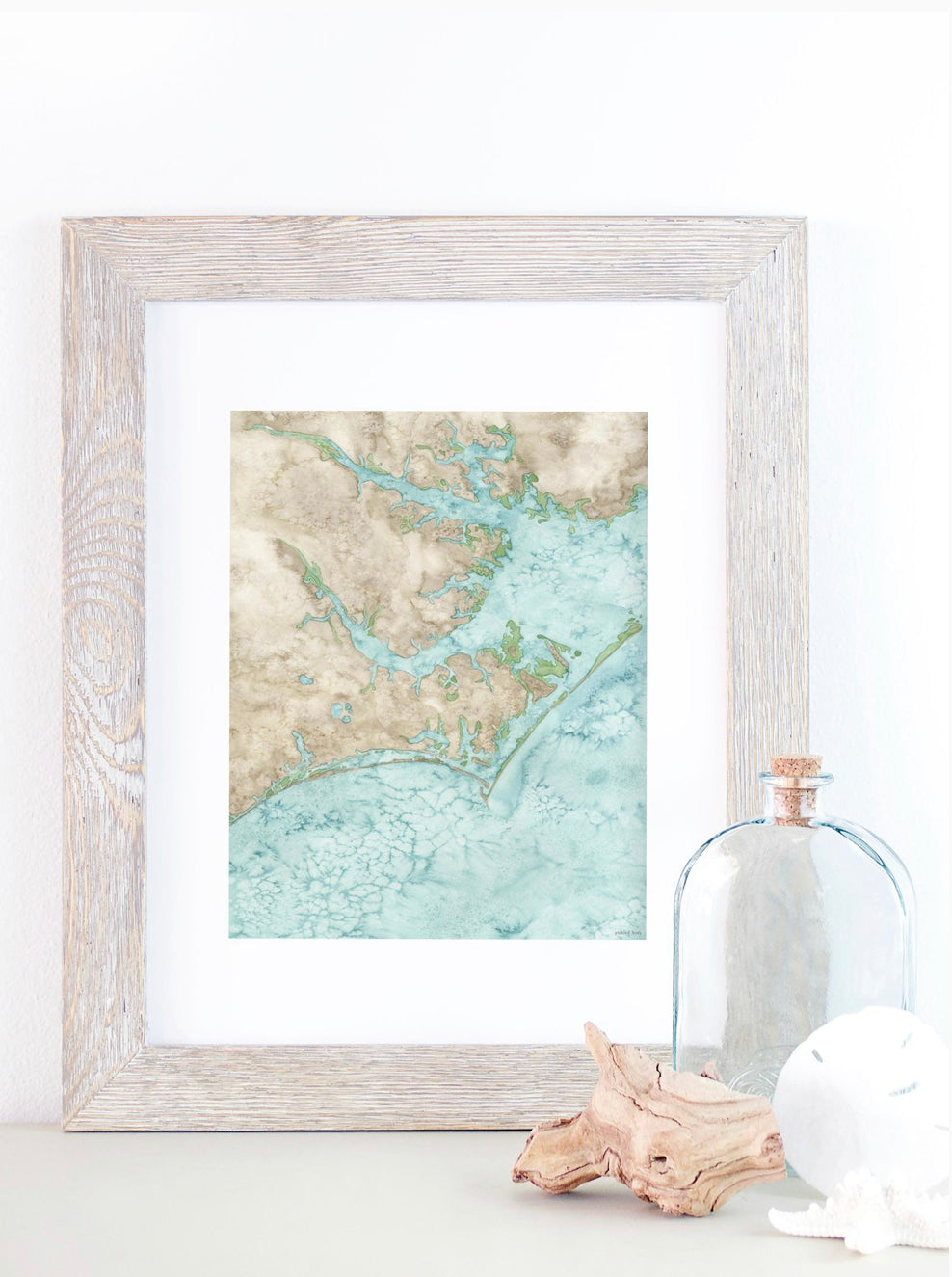 Coastal Water Color Map - Crystal Coast, North Carolina