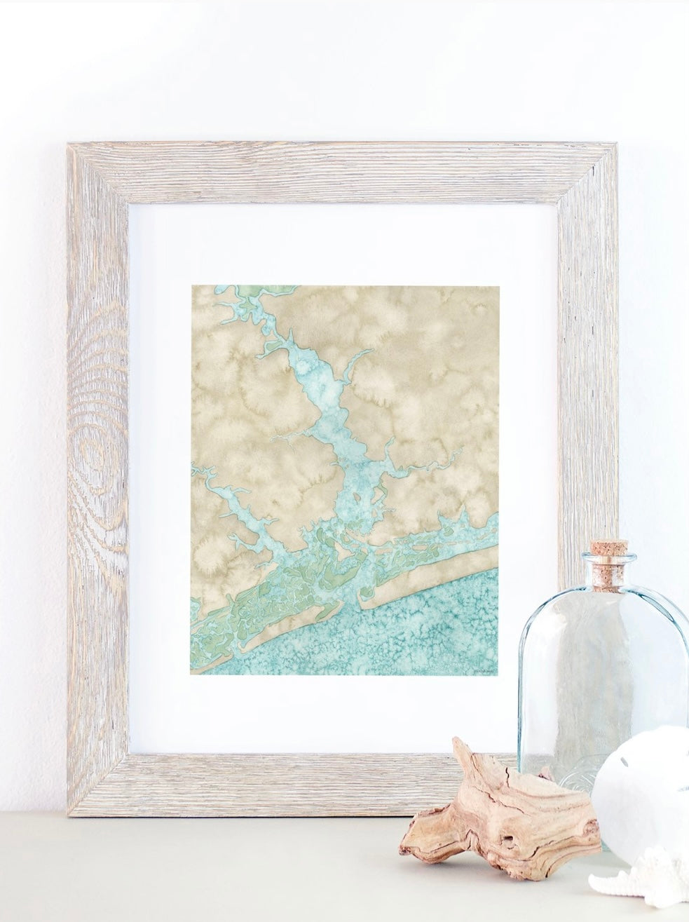 Coastal Water Color Map - Swansboro & White Oak River, North Carolina