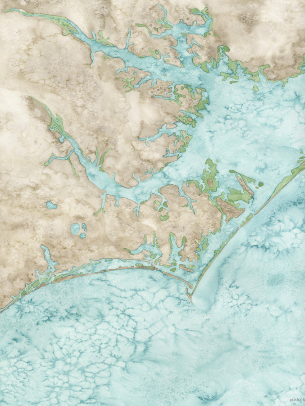 Coastal Water Color Map - Crystal Coast, North Carolina