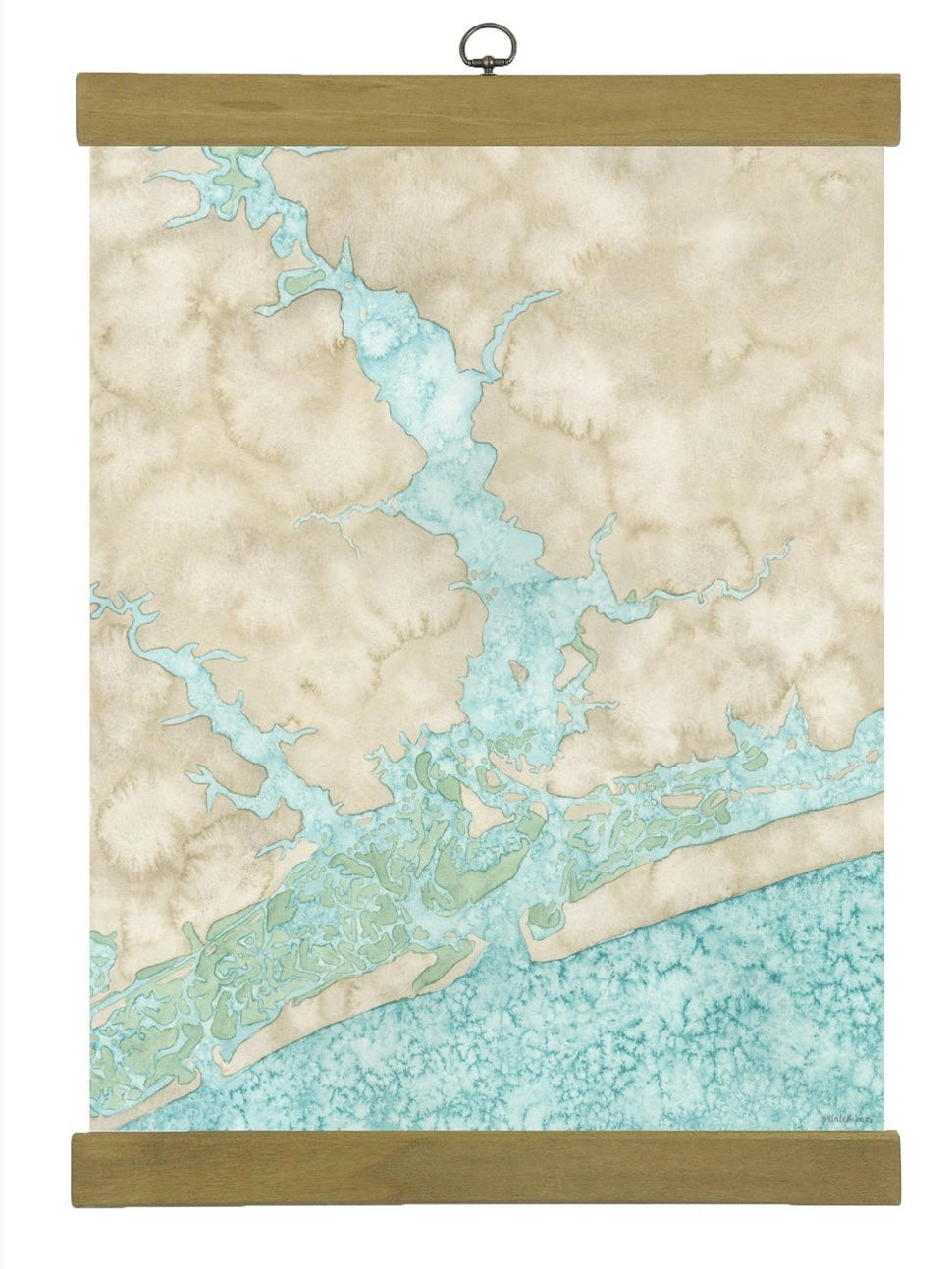 Coastal Water Color Map - Swansboro & White Oak River, North Carolina